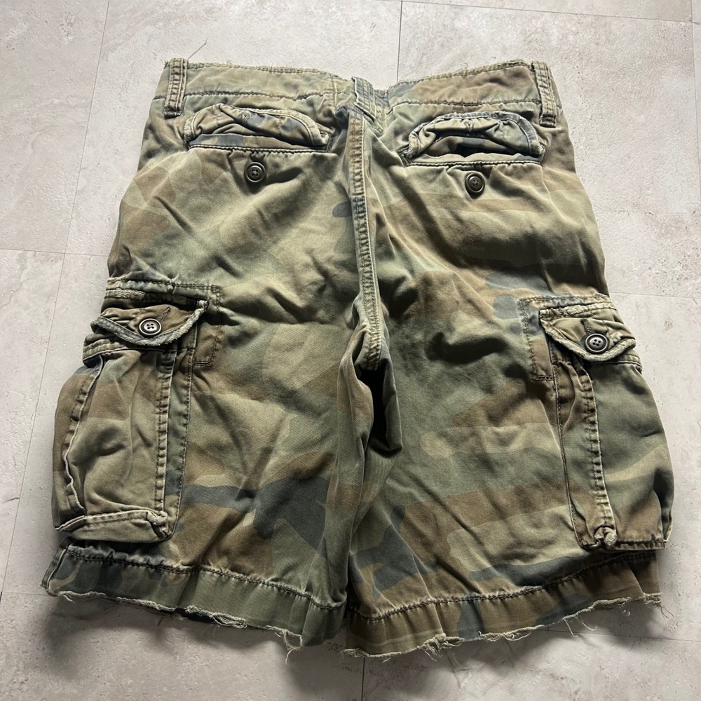 American Eagle Cargo Shorts Camo Green Mens 30 Distressed Military Utility 1090
